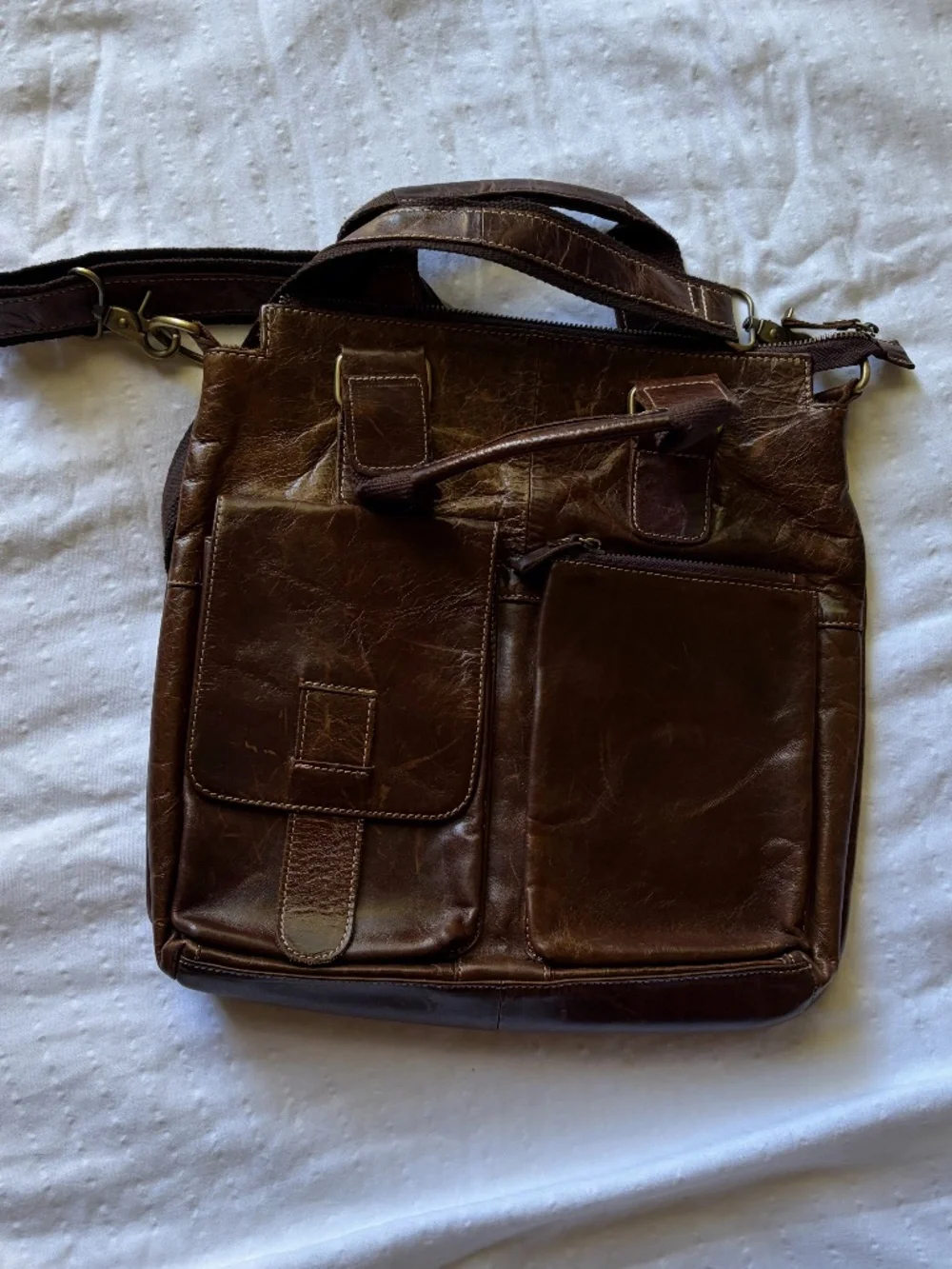 Italian leather and Italian made Men's shoulder and hand bag